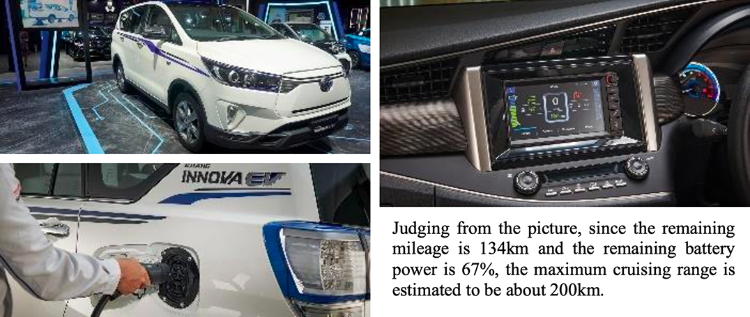 Photos of the Kijang Innova EV Concept - Caption: Judging from the picture, since the remaining mileage is 134km and the remaining battery power is 67%, the maximum cruising range is estimated to be about 200km.