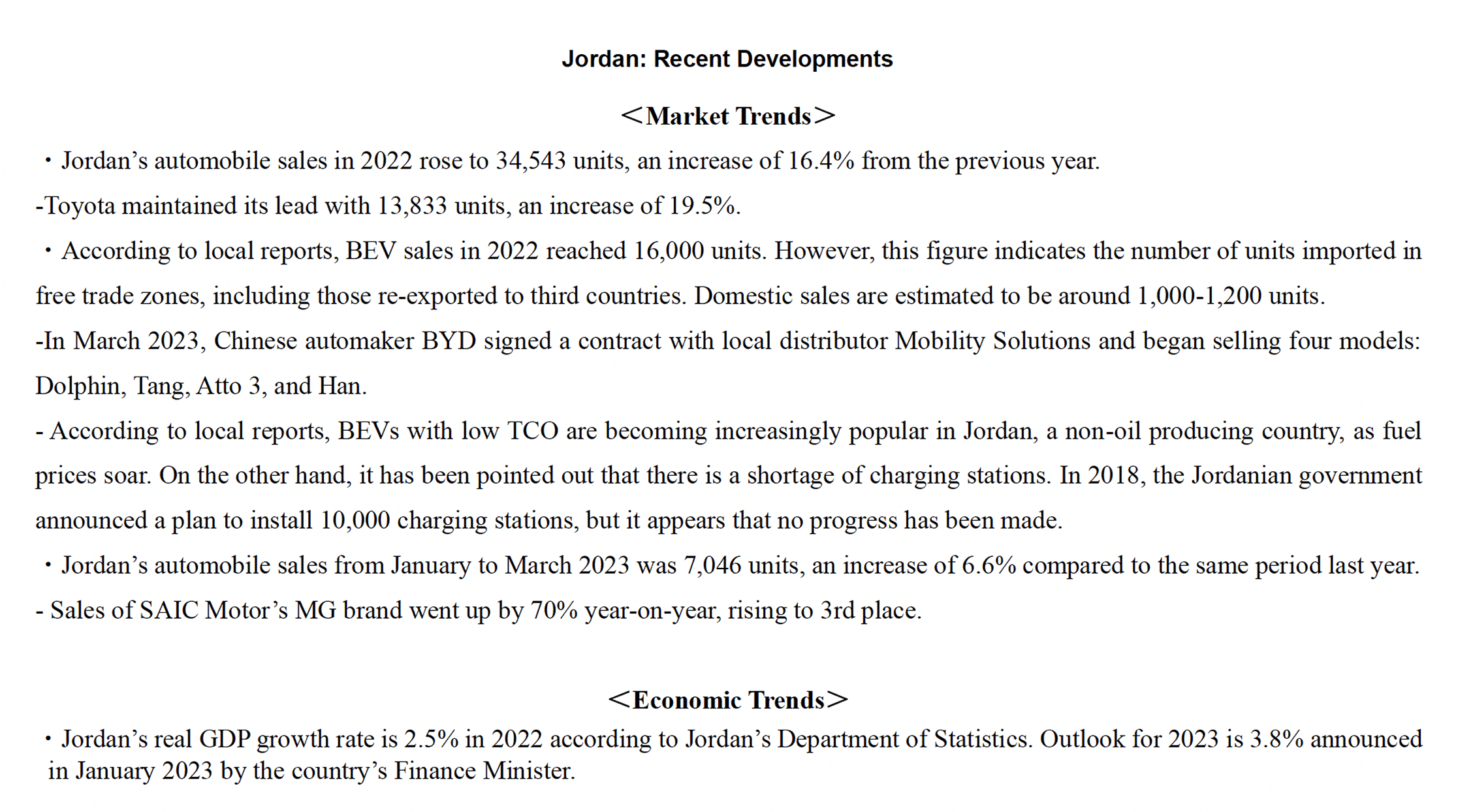 Text: Jordan: Recent Developments